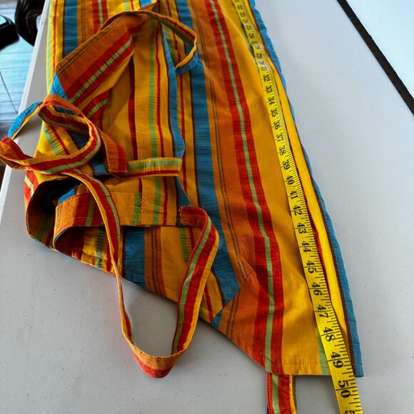 Handmade Women's Long Heavy Cotton Kitchen Chef Apron Multicolor Stripes Adjusta - Picture 4 of 5